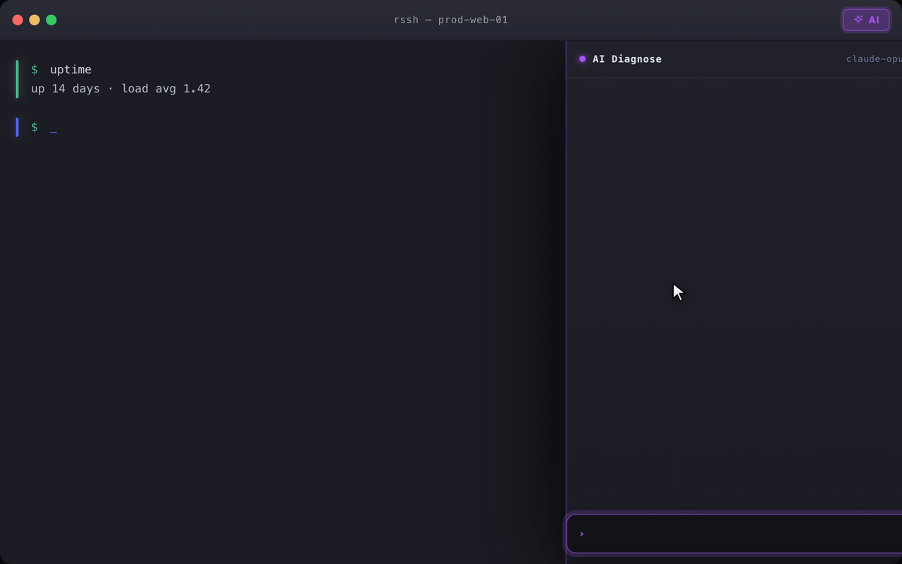 AI triage: reads the terminal, proposes commands