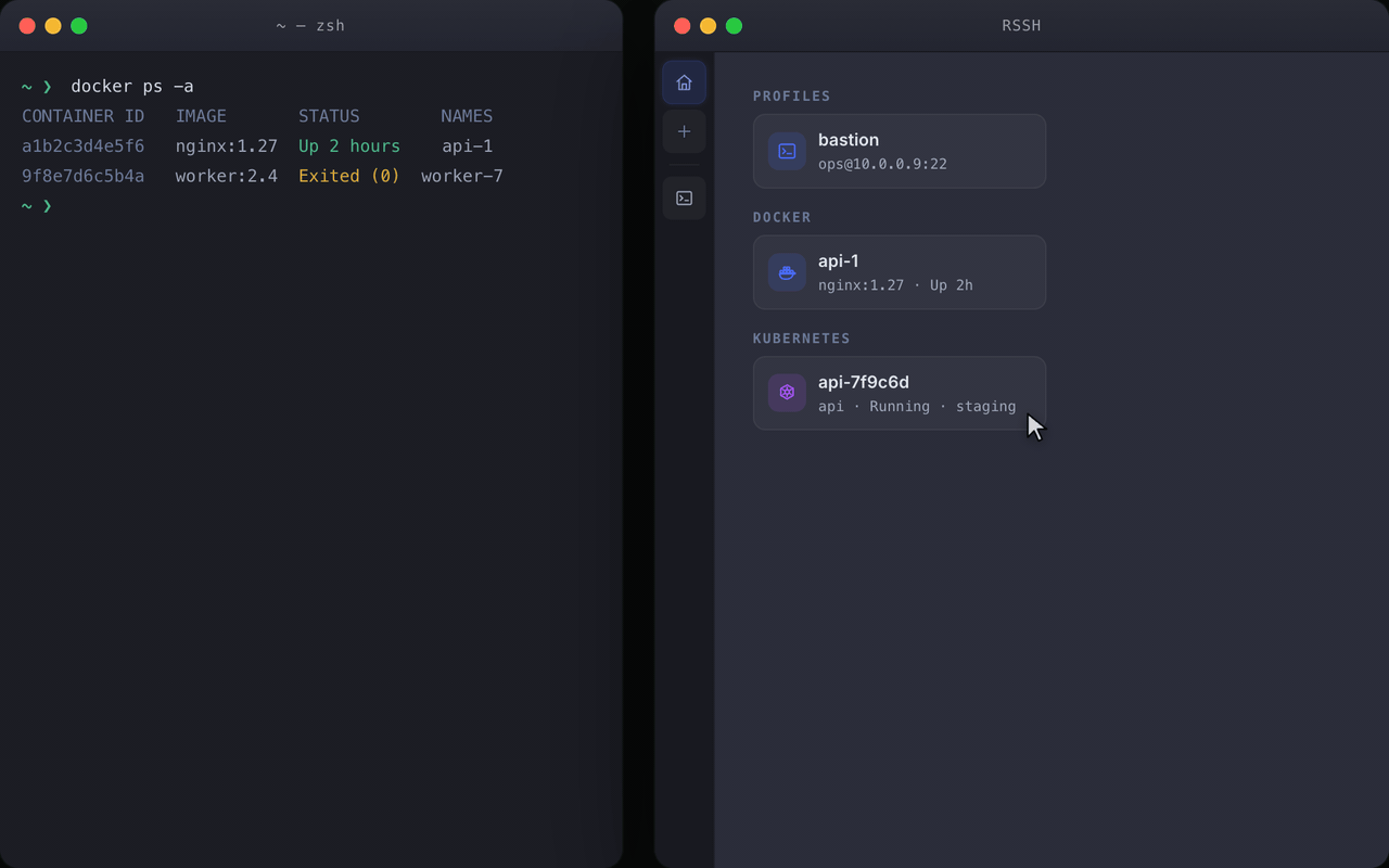 Dynamic discovery: containers appear live in Home